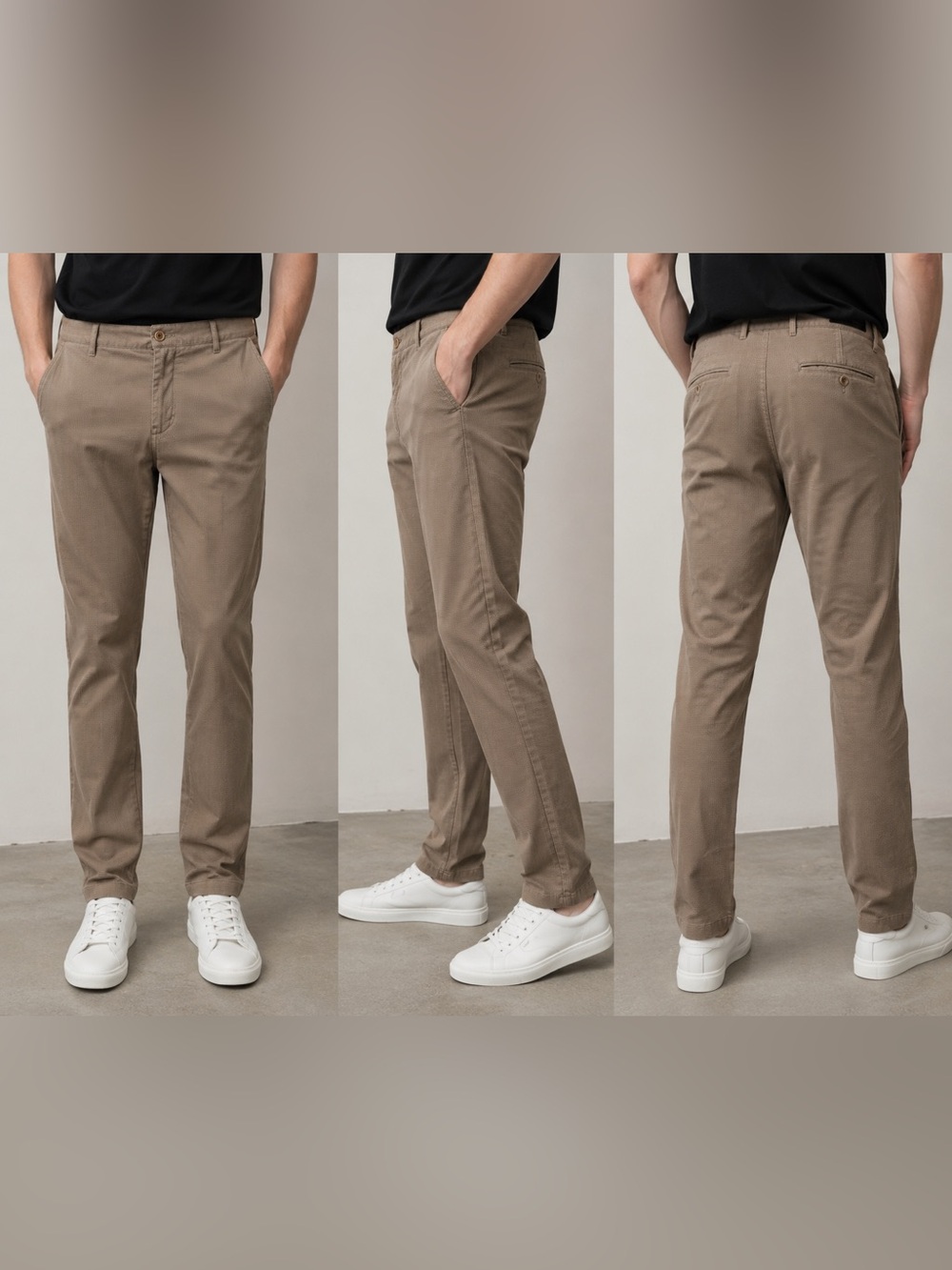 Massimo Dutti Men’s Slim Fit Textured Brown Trousers Italian Fabric EU 42 US 32